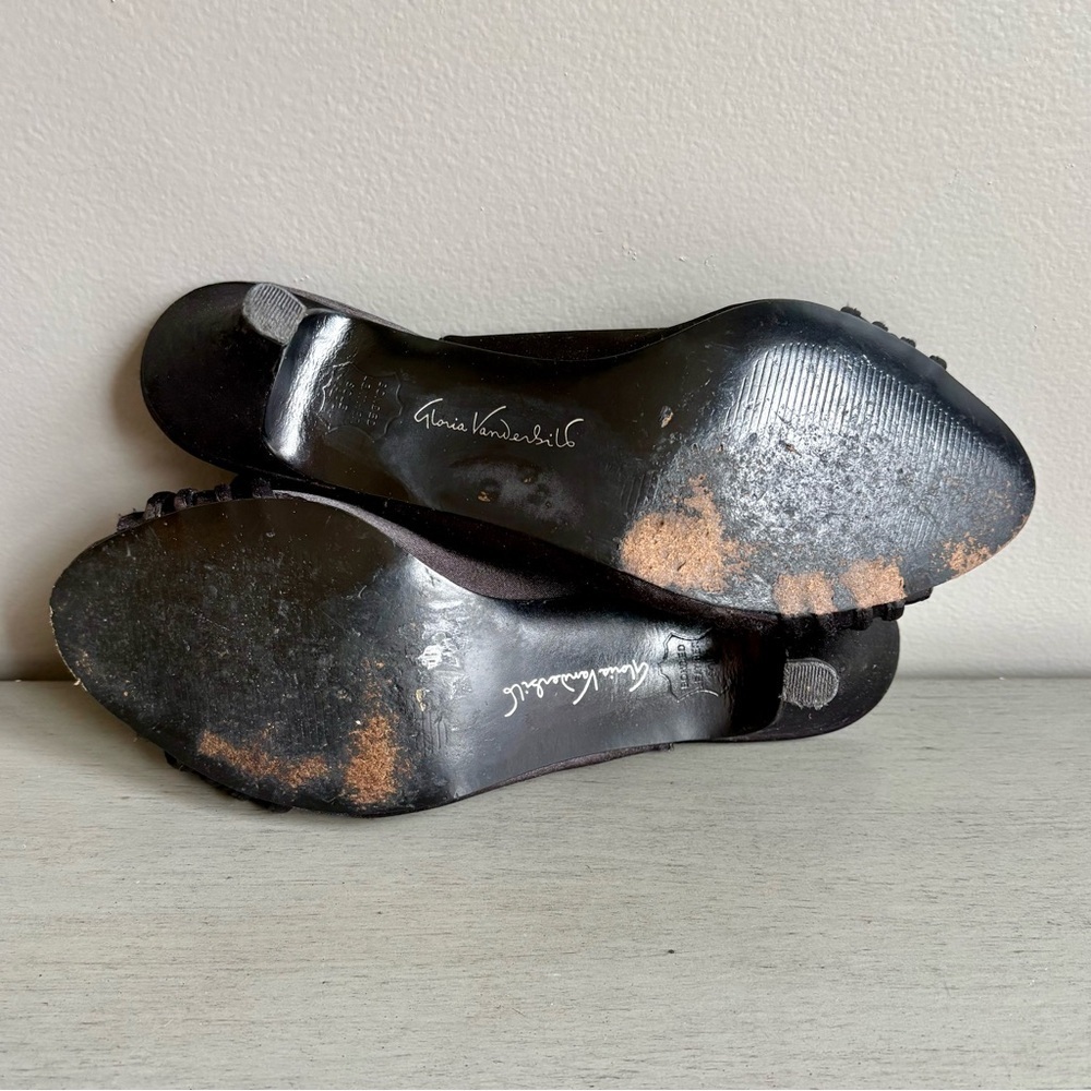 Gloria Vanderbilt Sling Back Satin Beaded Peep Toe Heels Shoes Women 7.5W Black - Picture 12 of 15